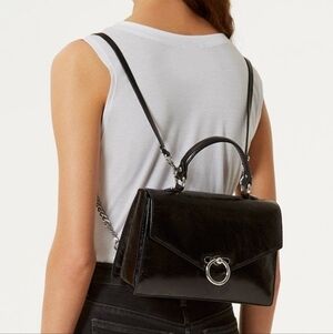 Rebecca Minkoff "Jean" Convertible Distressed Black Leather Backpack Bag